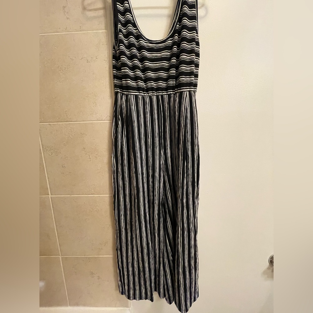 Black and White Striped Jumpsuit